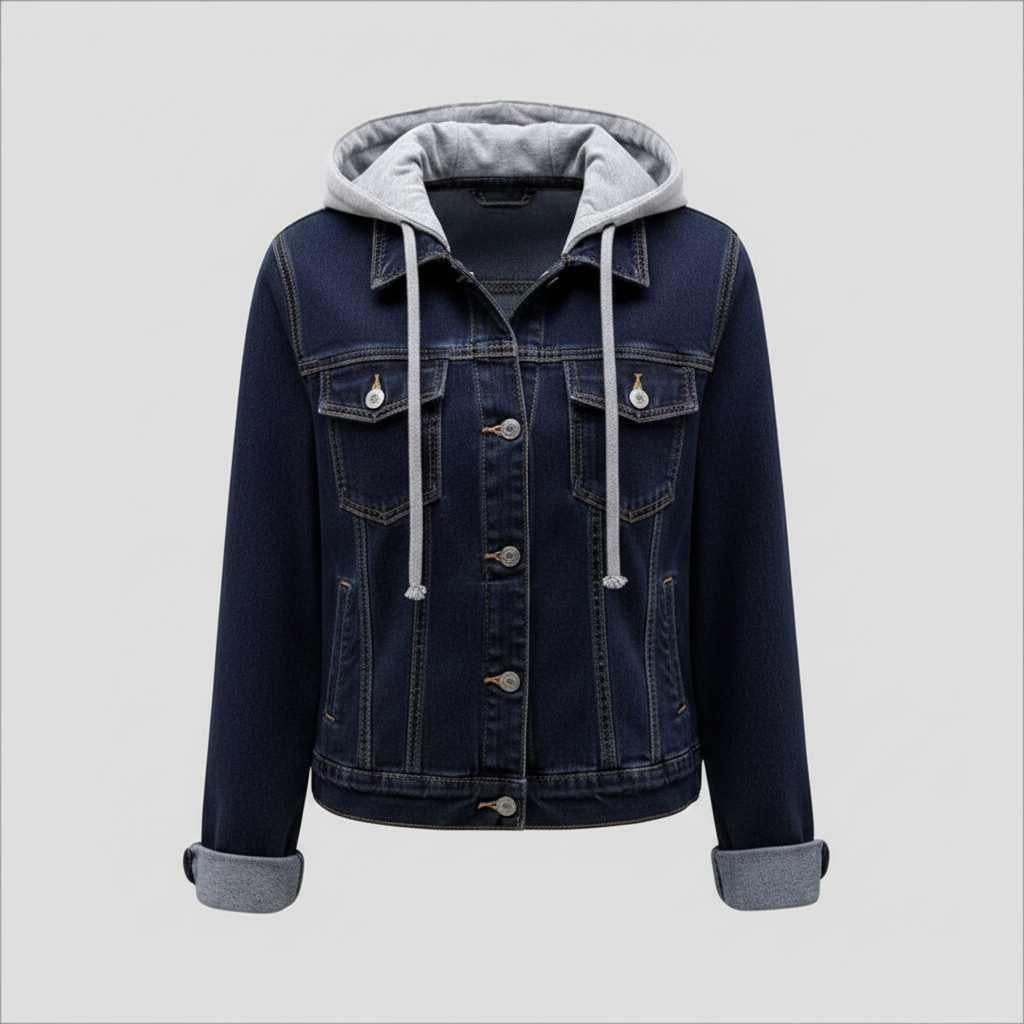Denim Women's Jacket with Removable Hood | Casual Outerwear