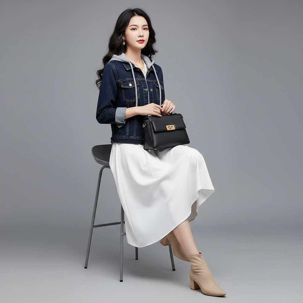 Denim Women's Jacket with Removable Hood | Casual Outerwear