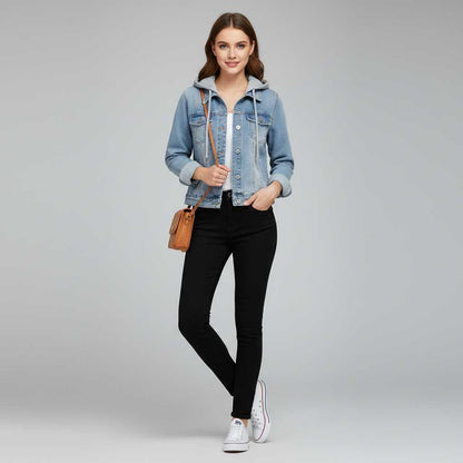 Denim Women's Jacket with Removable Hood | Casual Outerwear