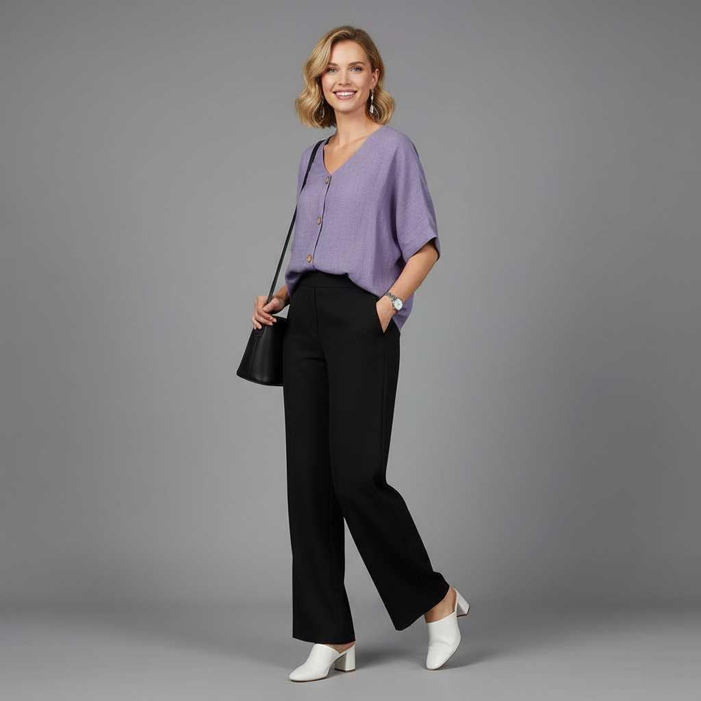 Elegant V-Neck Blouse | Women's Long Sleeve Top